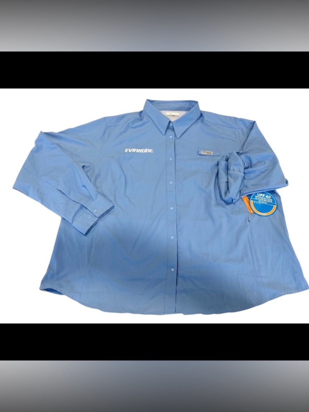 NWT Columbia PFG Evinrude Logo Tamiami II Blue Long Sleeve Shirt Women’s 3X - Picture 4 of 8